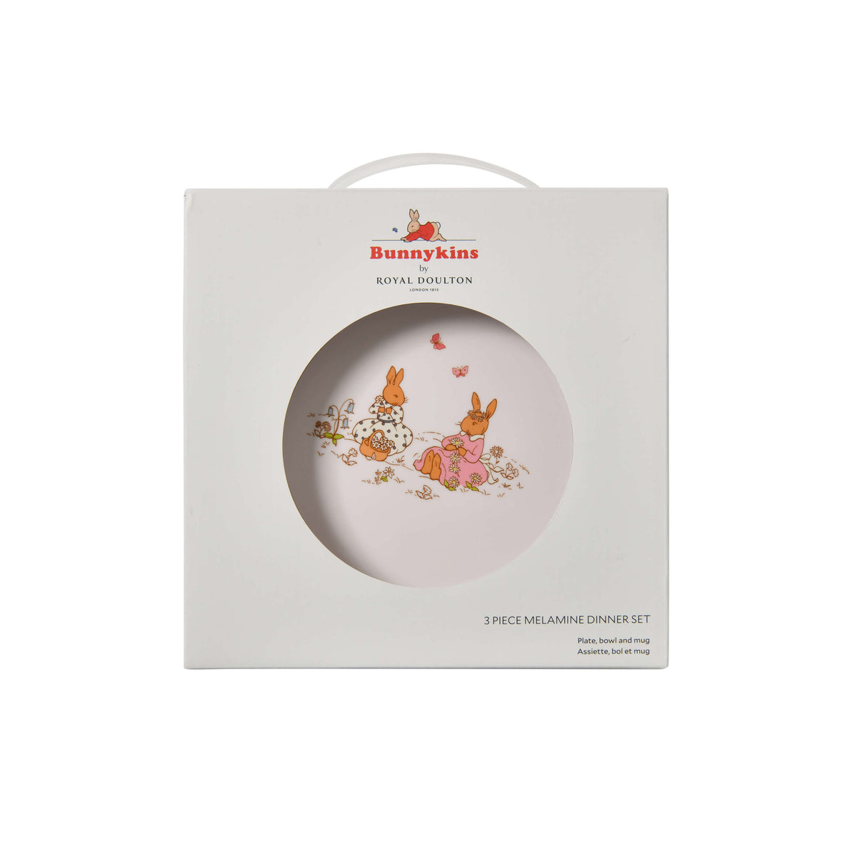 Royal Doulton Bunnykins 3pc Melamine Dinner Set in Pink