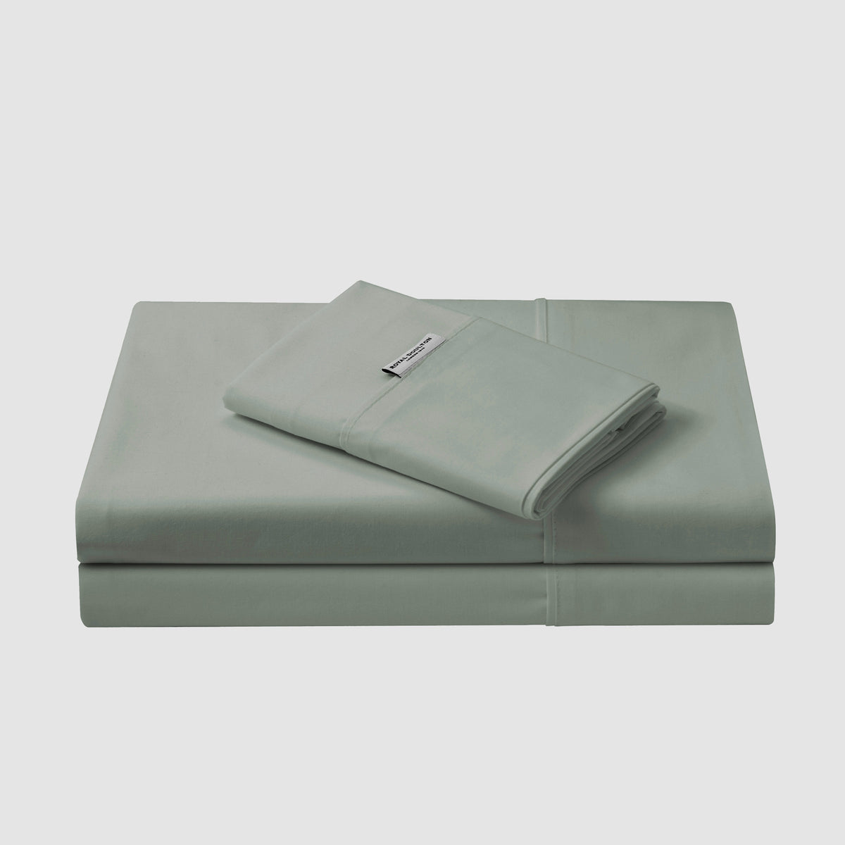 Royal Doulton Stirling Olive flat sheet folded with a matching sheet stack